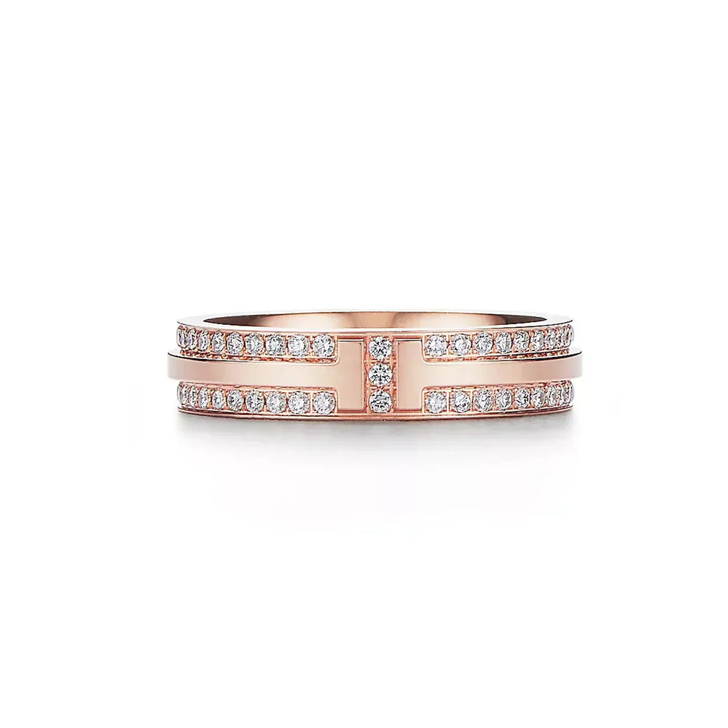 18K Tiffany Narrow Pave Diamond Ring