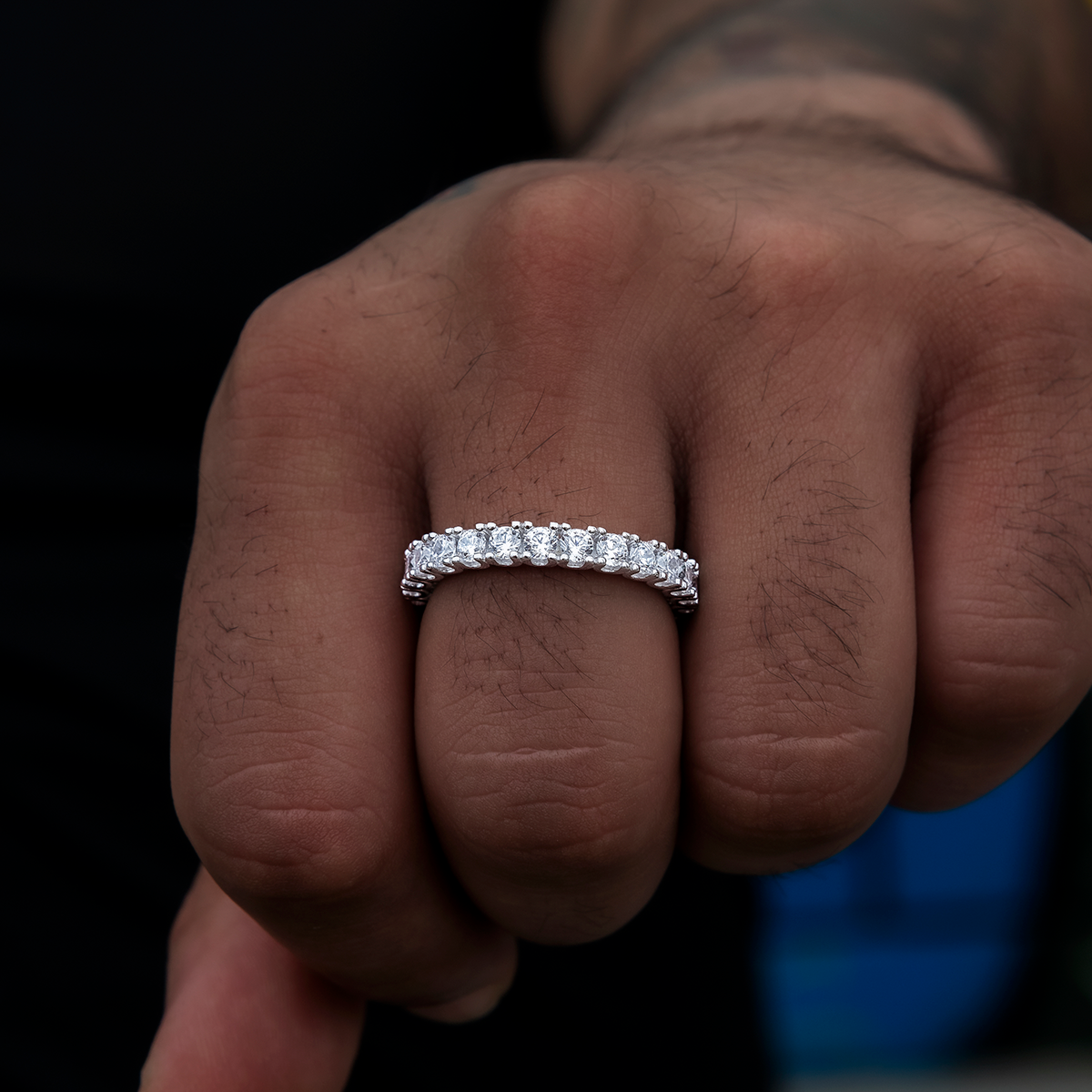 3mm Eternity Band Ring in White Gold Vermeil