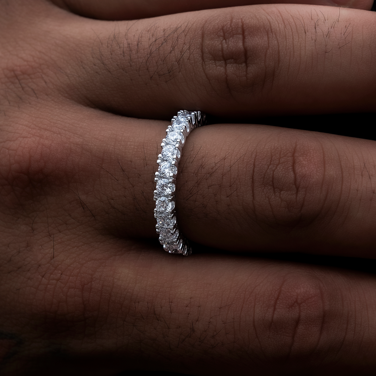 3mm Eternity Band Ring in White Gold Vermeil
